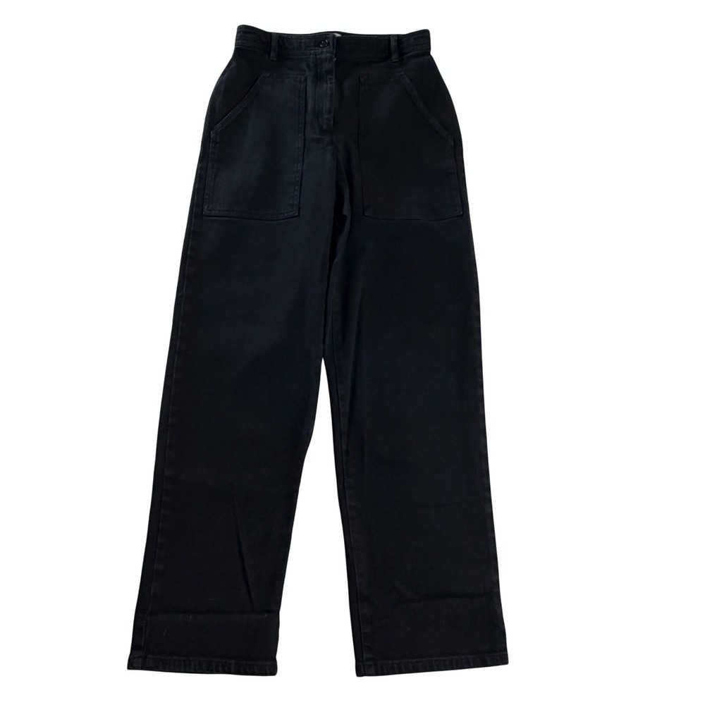 Wilfred Free Aritzia Black High Rise Wide Leg Utility Pants Size 4 Patch Pocket